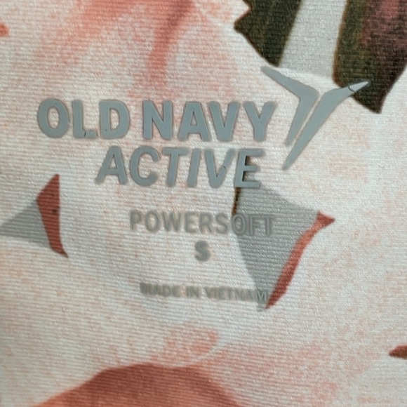 Old Navy Women Leggings Small Green & Pink Floral Powersoft Workout Athleisure - Picture 9 of 14